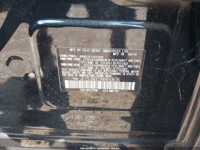 JF2SJAGC0HH450676 Subaru naturally aspirated u5