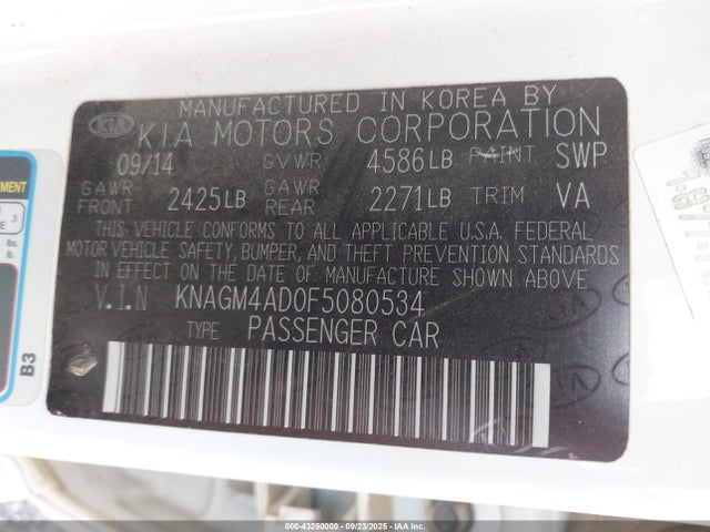 KNAGM4AD0F5080534 KIA mpi theta ii