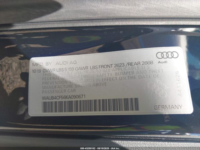 2019 AUDI S5 WAUB4CF56KA090671 Photo 8