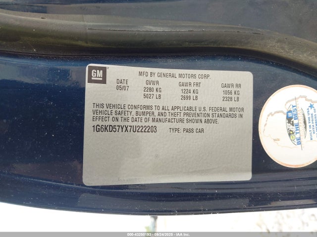 2007 CADILLAC DTS 1G6KD57YX7U222203 Photo 8