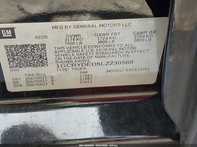 2020 CHEVROLET SILVERADO 1500 1GCRYDED5LZ230569 Photo 8