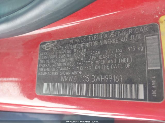 2011 MINI COOPER S COUNTRYMAN WMWZC5C51BWH99161 Photo 8