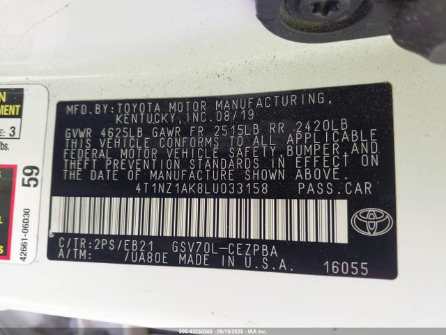 4T1NZ1AK8LU033158 Toyota 2gr-fks