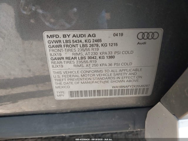 WA1BNAFY2K2099287 Audi Q5