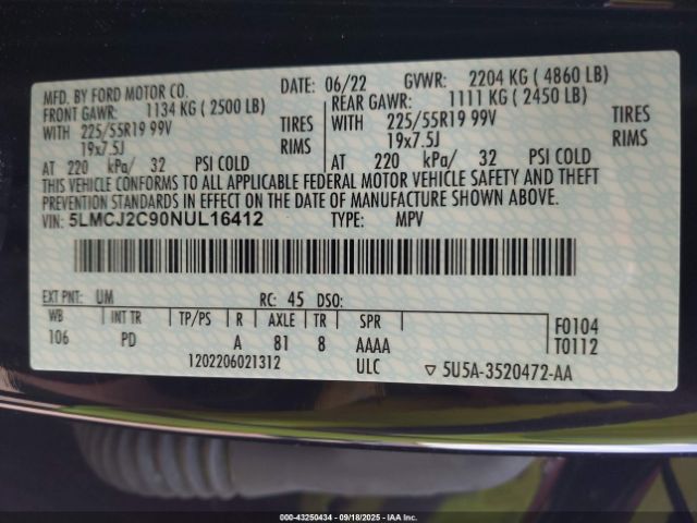 2022 LINCOLN CORSAIR 5LMCJ2C90NUL16412 Photo 8