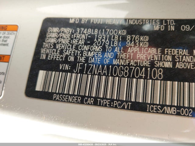 JF1ZNAA10G8704108 Scion fa20