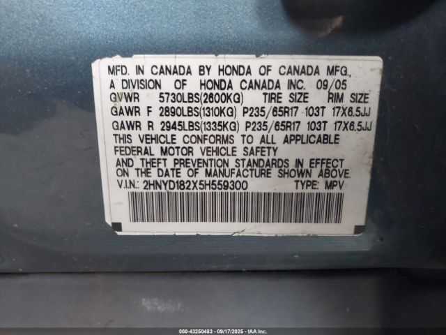 2005 ACURA MDX 2HNYD182X5H559300 Photo 8