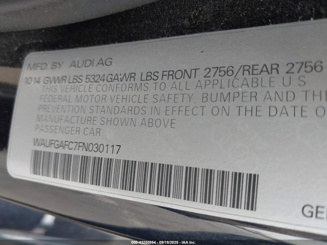 WAUFGAFC7FN030117 Audi A6