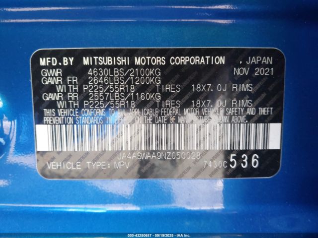 2022 MITSUBISHI ECLIPSE CROSS JA4ASWAA9NZ050028 Photo 8