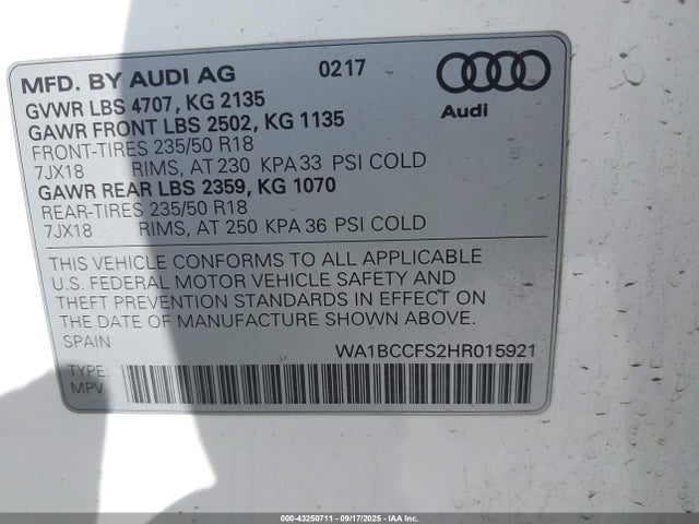 2017 AUDI Q3 WA1BCCFS2HR015921 Photo 8
