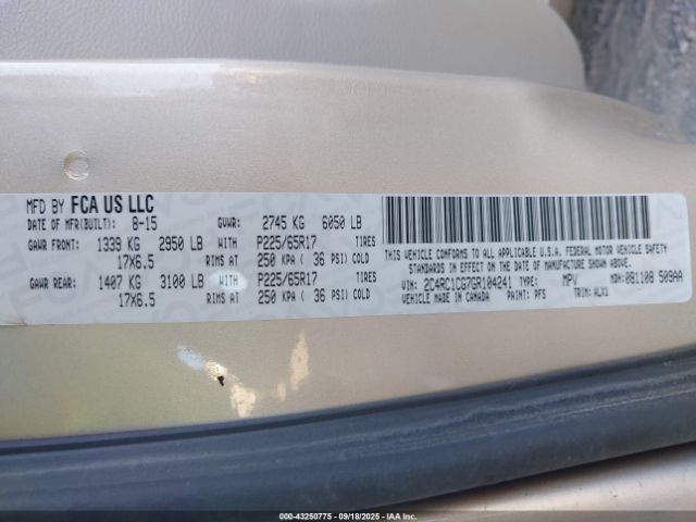 2016 CHRYSLER TOWN & COUNTRY 2C4RC1CG7GR104241 Photo 8