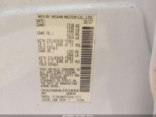5N1AZ2MG6HN201666 Nissan Murano