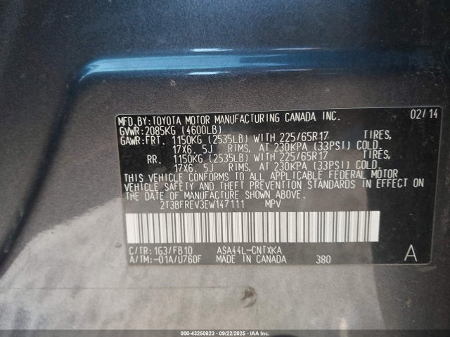 Toyota 2ar-fe 2014 2T3BFREV3EW147111 Image 9