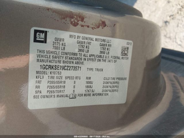 2012 CHEVROLET SILVERADO 1500 1GCRKSE79CZ273571 Photo 8