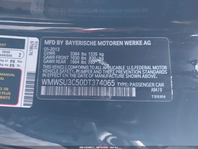 2013 MINI HARDTOP WMWSU3C50DT374065 Photo 8