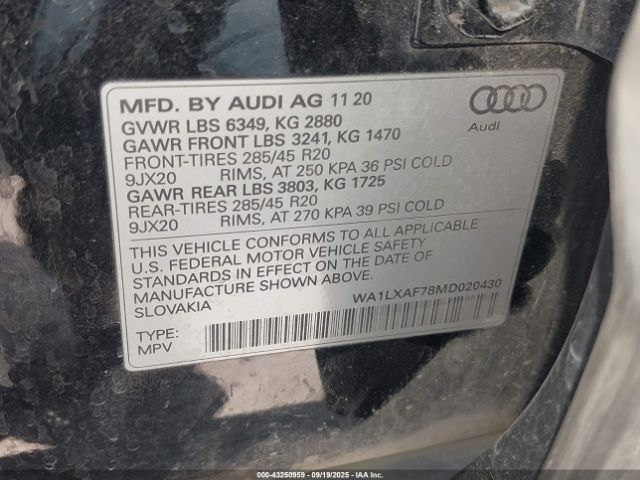 2021 AUDI Q7 WA1LXAF78MD020430 Photo 8