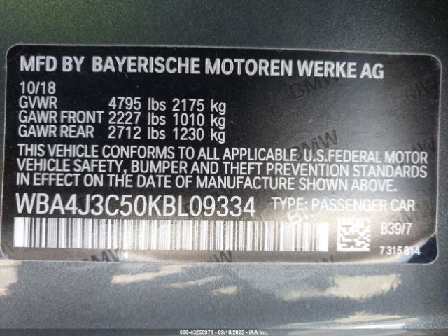 2019 BMW 430I GRAN COUPE WBA4J3C50KBL09334 Photo 8