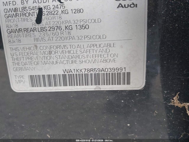 2009 AUDI Q5 WA1KK78R59A039991 Photo 8