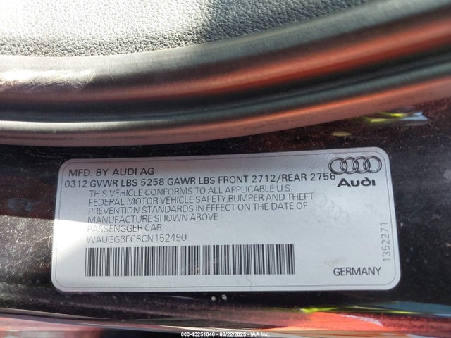 2012 AUDI A6 WAUGGBFC6CN152490 Photo 8