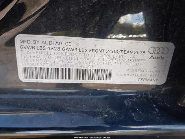 2011 AUDI A4 WAUHFAFL0BN019952 Photo 8