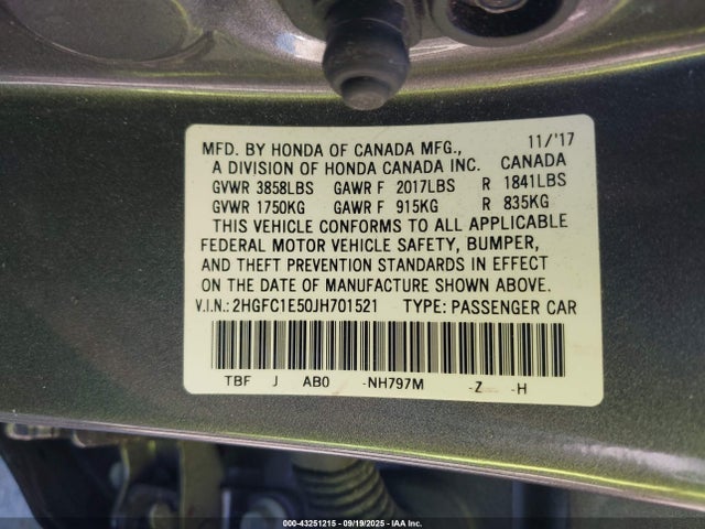 2HGFC1E50JH701521 Honda l15b7