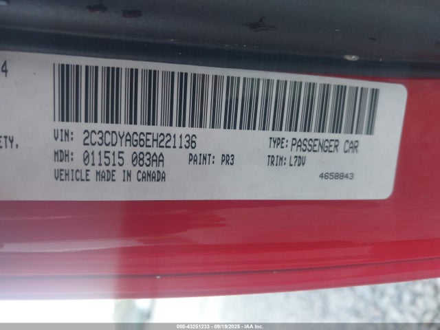 2014 DODGE CHALLENGER 2C3CDYAG6EH221136 Photo 8