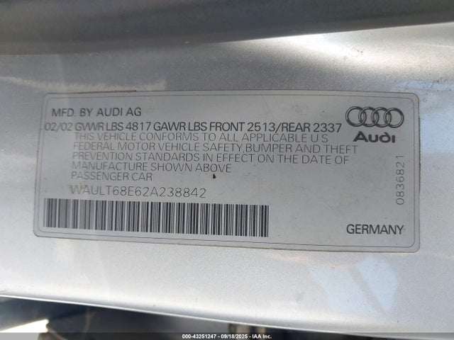 2002 AUDI A4 WAULT68E62A238842 Photo 8