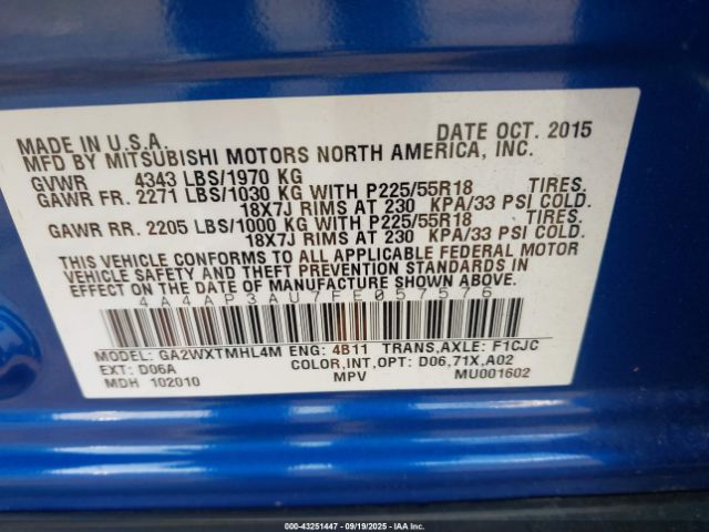2015 MITSUBISHI OUTLANDER SPORT 4A4AP3AU7FE057576 Photo 8