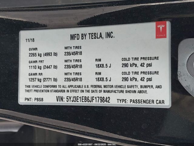 2018 TESLA MODEL 3 5YJ3E1EB6JF179842 Photo 8