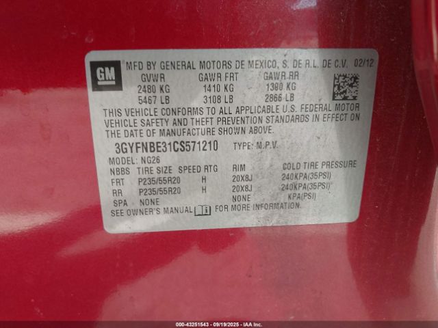 2012 CADILLAC SRX 3GYFNBE31CS571210 Photo 8