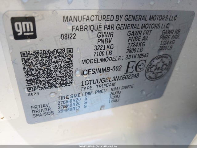 1GTUUGEL3NZ602248 GMC l87