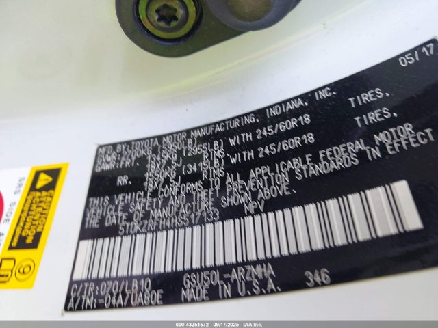 5TDKZRFH4HS517133 Toyota 2gr-fks