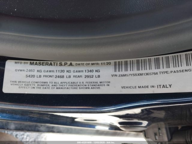 2021 MASERATI GHIBLI ZAM57YSSXM1365764 Photo 8