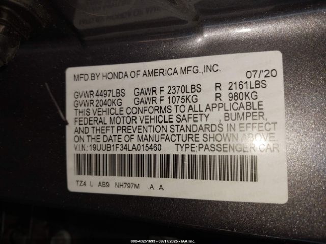 2020 ACURA TLX 19UUB1F34LA015460 Photo 8