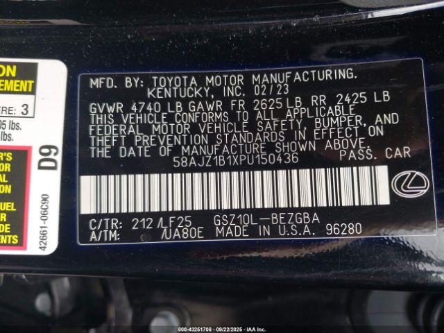 2023 LEXUS ES 350 58AJZ1B1XPU150436 Photo 8
