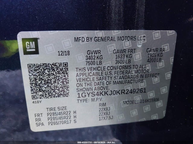 2019 CADILLAC ESCALADE ESV 1GYS4KKJ0KR249261 Photo 8