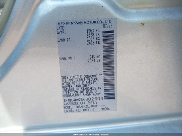 1N4BL4DV2RN302604 Nissan 2024