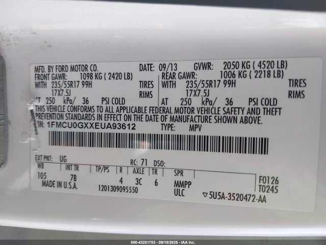 1FMCU0GXXEUA93612 Ford 2014