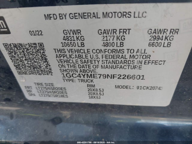1GC4YME79NF226601 Chevrolet l8t