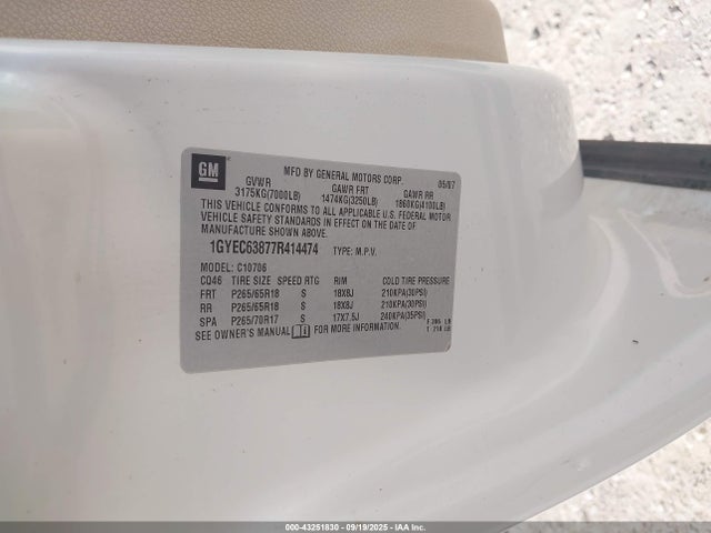 2007 CADILLAC ESCALADE 1GYEC63877R414474 Photo 8