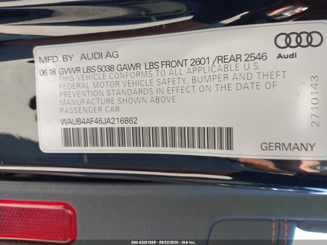 Audi S4 2018 WAUB4AF46JA216862 Image 9