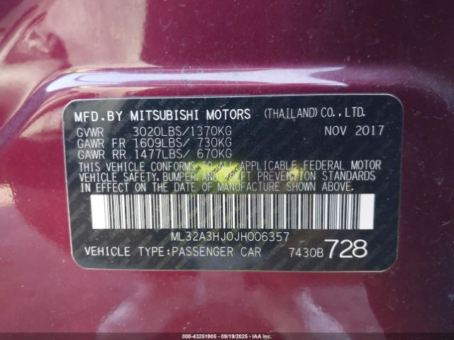 2018 MITSUBISHI MIRAGE ML32A3HJ0JH006357 Photo 8