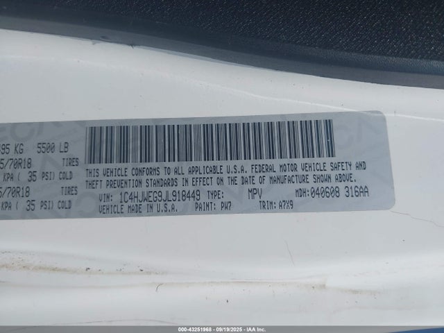 1C4HJWEG9JL918449 Jeep WRANGLER JK