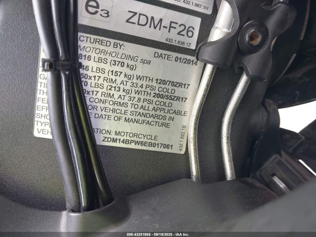 ZDM14BPW6EB017061 Ducati 2014