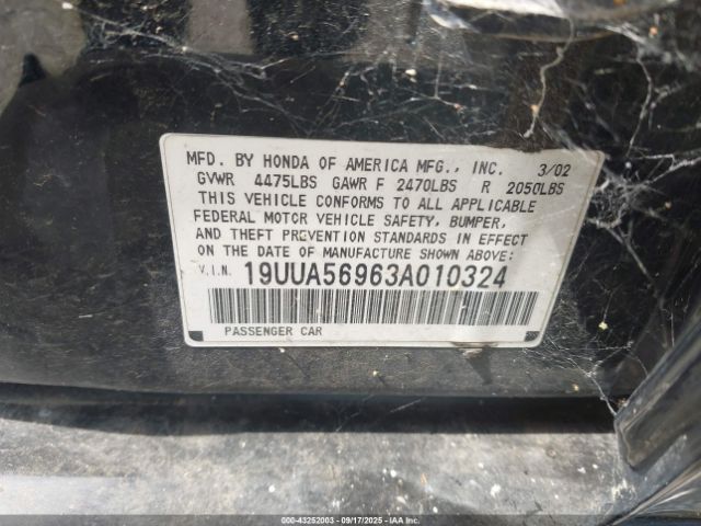2003 ACURA TL 19UUA56963A010324 Photo 8