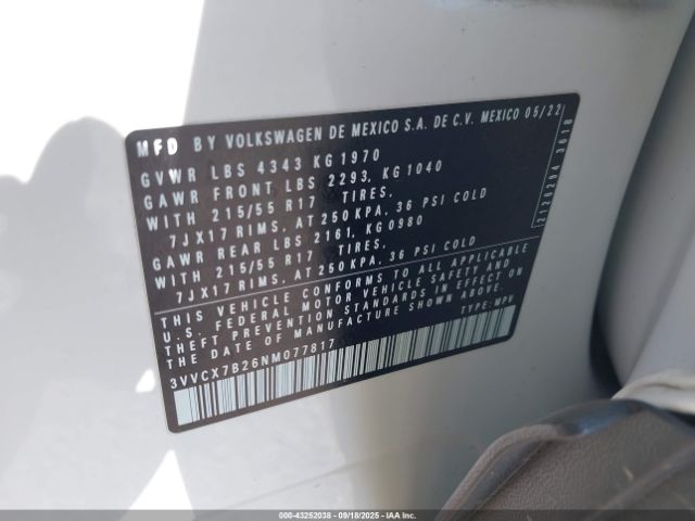2022 VOLKSWAGEN TAOS 3VVCX7B26NM077817 Photo 8