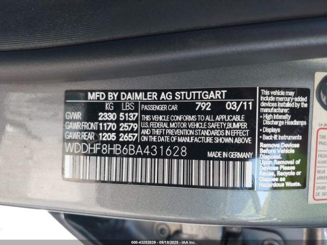 2011 MERCEDES-BENZ E 350 WDDHF8HB6BA431628 Photo 8