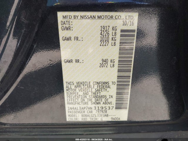 1N4AL3AP7HN319537 Nissan 2017