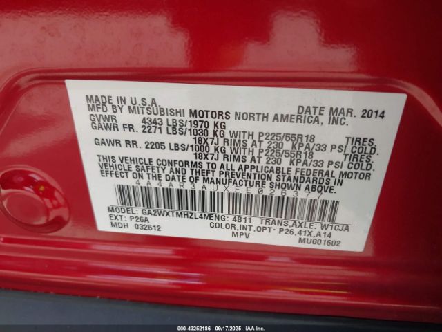 2014 MITSUBISHI OUTLANDER SPORT 4A4AR3AUXEE026377 Photo 8