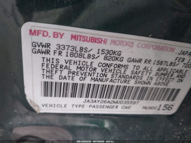 1998 MITSUBISHI MIRAGE JA3AY26A2WU035597 Photo 8